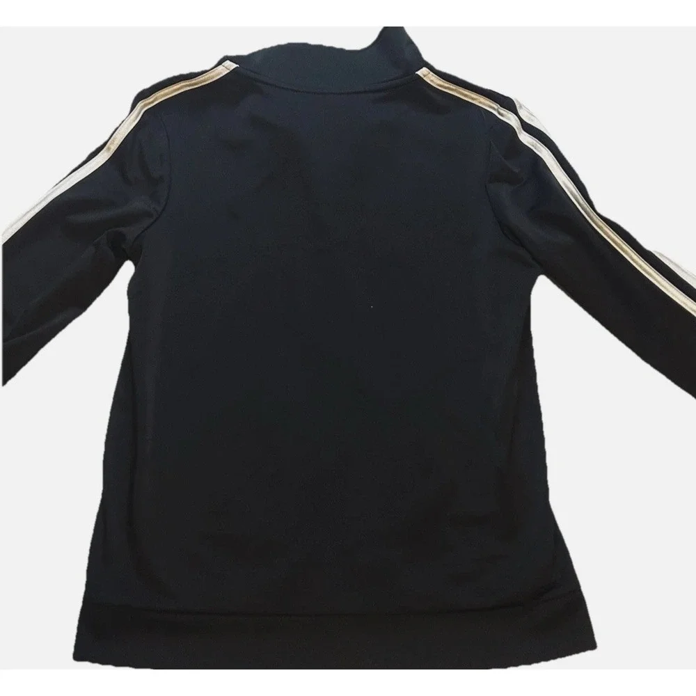 Adidas Track Jacket Youth 10/12 Black & White Stripes - Zip Up - Athletic Jacket